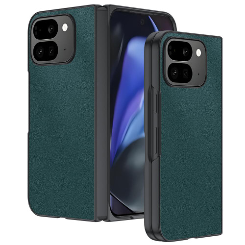 Google Pixel 10 Pro Fold Ultra-thin Plain Skin Leather Phone Case - Green Google Pixel 10 Pro Fold Ultra-thin Plain Skin Leather Phone Case - Green