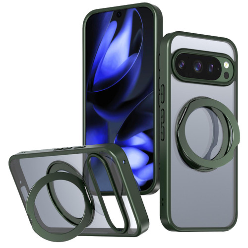 Google Pixel 10 Pro kalebol MagSafe Metal Ring Holder Phone Case - Green