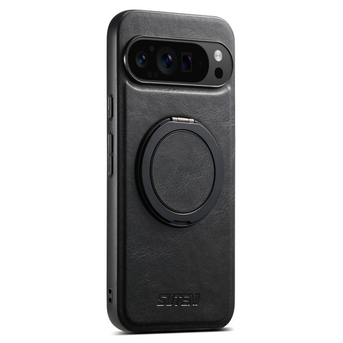Google Pixel 10 Pro Suteni G3 Oil Wax 360 Rotation Holder MagSafe Back Phone Case - Black