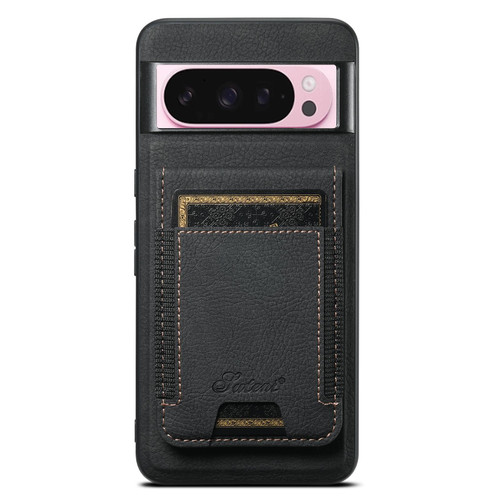 Google Pixel 10 Pro Suteni H17 Litchi Texture Leather Magnetic Detachable Wallet Phone Case - Black