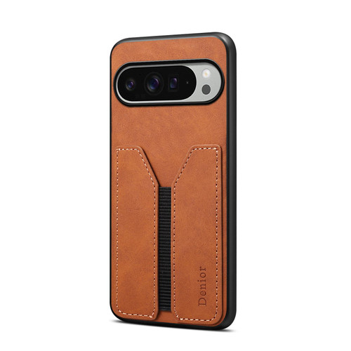 Google Pixel 10 Pro XL Denior D07 DV Elastic Card Slot PU Back Cover Phone Case - Brown