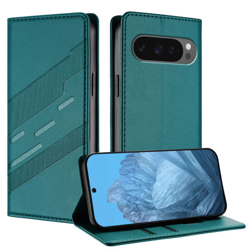 Google Pixel 10 Pro XL Embossed Multi-functional Wallet Retro Leather Phone Case - Dark Green
