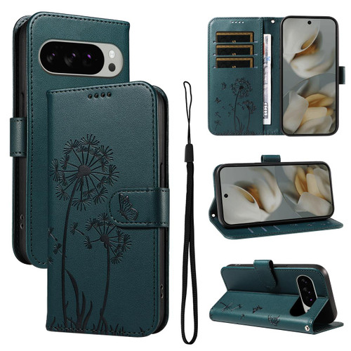 Google Pixel 10 Pro XL Global Dandelion Embossed Pattern Flip Leather Phone Case - Blue