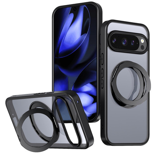 Google Pixel 10 Pro XL kalebol MagSafe Metal Ring Holder Phone Case - Black