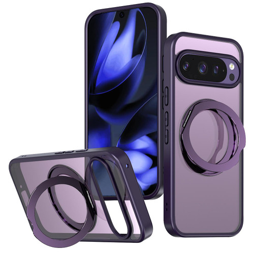 Google Pixel 10 Pro XL kalebol MagSafe Metal Ring Holder Phone Case - Dark Purple