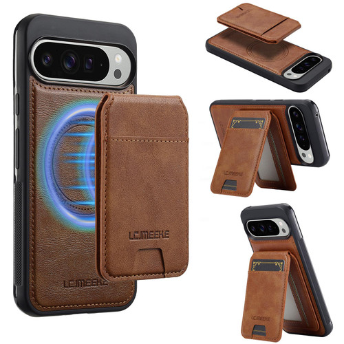 Google Pixel 10 Pro XL LC.IMEEKE L3 Series Detachable RFID Card Bag Magsafe Phone Case - Brown