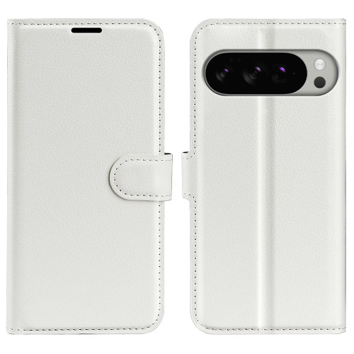 Google Pixel 10 Pro XL Litchi Texture Horizontal Flip Leather Phone Case with Holder - White