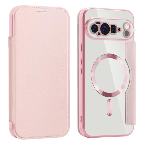 Google Pixel 10 Pro XL Shield MagSafe RFID Anti-theft Leather Phone Case - Pink