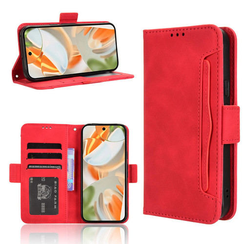 Google Pixel 10 Pro XL Skin Feel Calf Texture Card Slots Leather Phone Case - Red