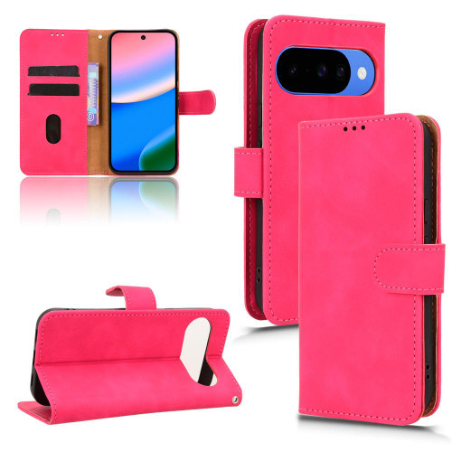 Google Pixel 10 Pro XL Skin Feel Magnetic Flip Leather Phone Case - Rose Red