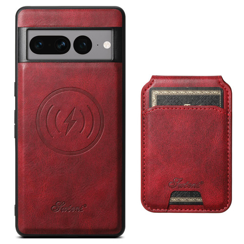 Google Pixel 10 Pro XL Suteni H15 Oil Eax Leather Detachable Wallet Back Phone Case - Red