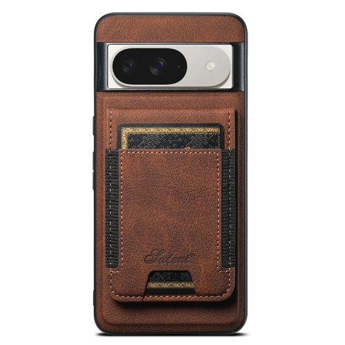 Google Pixel 10 Pro XL Suteni H17 Litchi Texture Leather Magnetic Detachable Wallet Phone Case - Brown