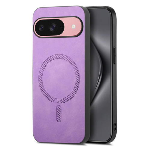 Google Pixel 10 Retro Magsafe Magnetic PU Back Cover Phone Case - Purple