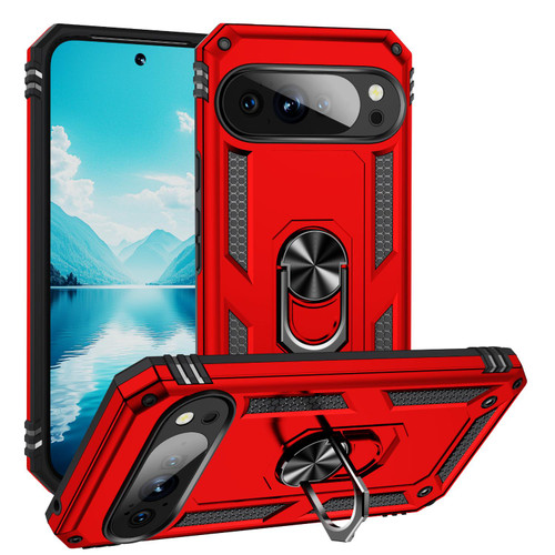 Google Pixel 10 Shockproof TPU + PC Phone Case with Holder - Red
