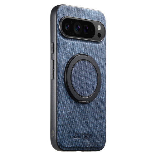 Google Pixel 10 Suteni G3 360 Rotation Holder MagSafe Denim Leather Back Phone Case - Blue
