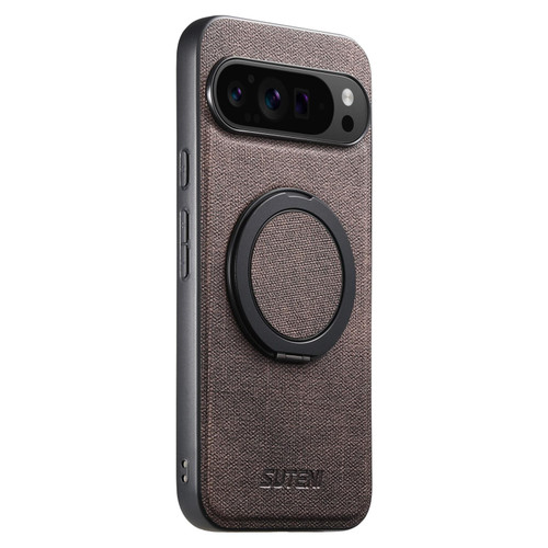 Google Pixel 10 Suteni G3 360 Rotation Holder MagSafe Denim Leather Back Phone Case - Brown