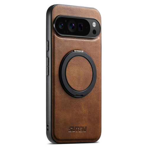Google Pixel 10 Suteni G3 Oil Wax 360 Rotation Holder MagSafe Back Phone Case - Brown