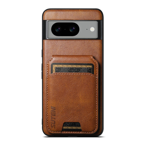 Google Pixel 10 Suteni H02 Leather Wallet Stand Back Phone Case - Brown