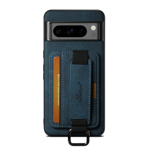 Google Pixel 10 Suteni H13 Litchi Leather Wrist Strap Wallet Back Phone Case - Blue