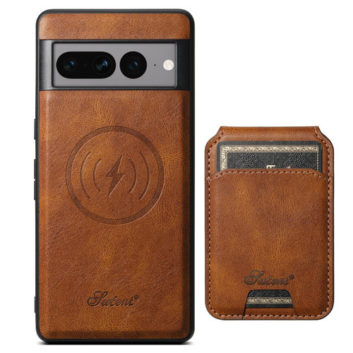 Google Pixel 10 Suteni H15 Oil Eax Leather Detachable Wallet Back Phone Case - Brown