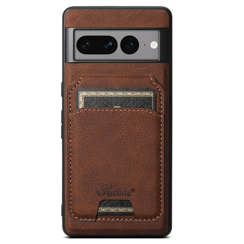 Google Pixel 10 Suteni H16 Litchi Texture Leather Detachable Wallet Back Phone Case - Brown