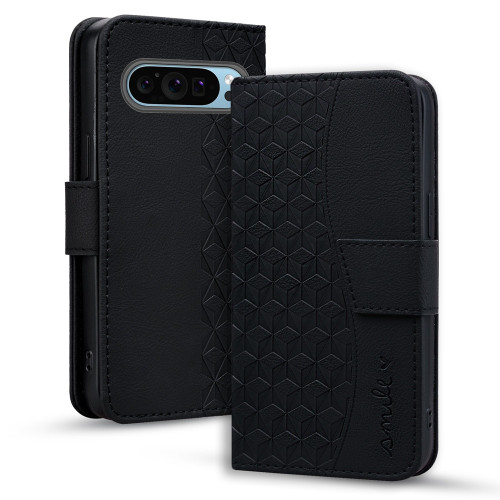 Google Pixel 9 Pro XL / 10 Pro XL Business Diamond Buckle Leather Phone Case with Lanyard - Black