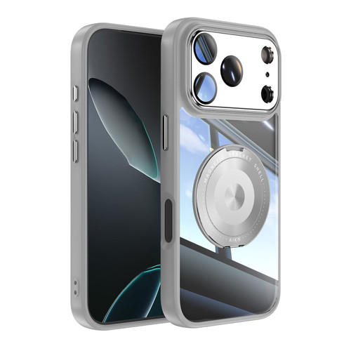 iPhone 17 Pro Max 360 Holder Magsafe Acrylic Hybrid TPU Phone Case - Grey
