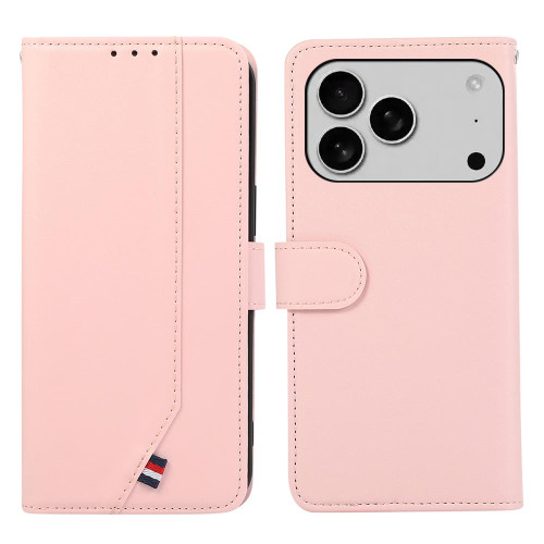 iPhone 17 Pro Max ABEEL Delicate Texture Splicing RFID Leather Phone Case - Pink
