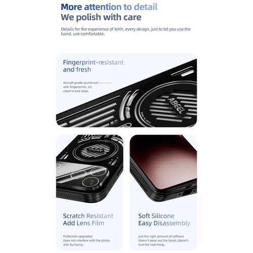 iPhone 17 Pro Max ABEEL Ice Fox Series Magsafe Heat Sink Cooling Phone Case - Black iPhone 17 Pro Max ABEEL Ice Fox Series Magsafe Heat Sink Cooling Phone Case - Black