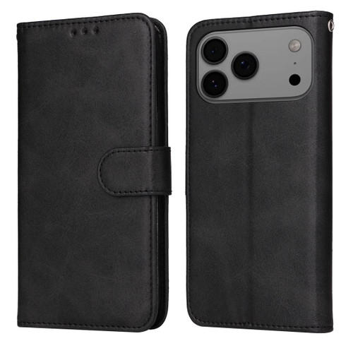iPhone 17 Pro Max Classic Calf Texture Flip Leather Phone Case - Black