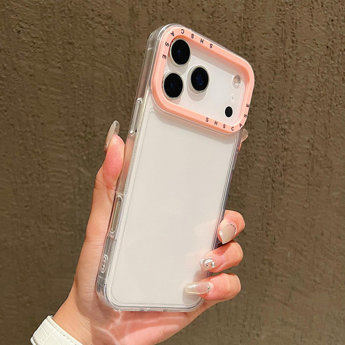 iPhone 17 Pro Max Color Contrast Lens Frame Transparent TPU Phone Case - Transparent+Light Pink