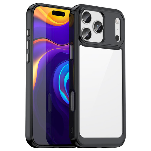 iPhone 17 Pro Max Colorful Series Acrylic + TPU Phone Case - Black