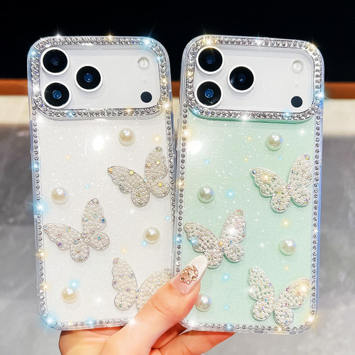 iPhone 17 Pro Max Diamond Glitter Pearl Butterfly Four-Corner