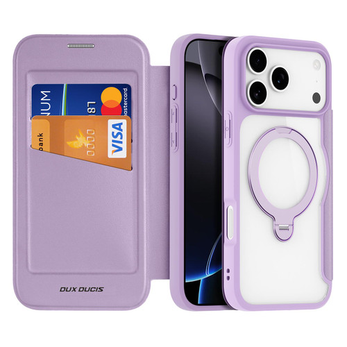 iPhone 17 Pro Max DUX DUCIS Skin X Pro Series MagSafe Ring Holder Leather Phone Case - Purple
