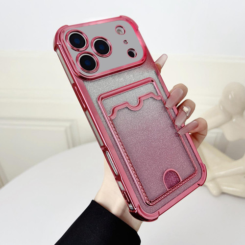 iPhone 17 Pro Four-cornered Glitter Electroplated Card Bag TPU