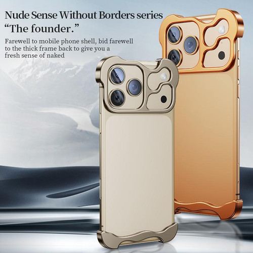 iPhone 17 Pro Max Frameless Metal Corner Pad Phone Case with Lens