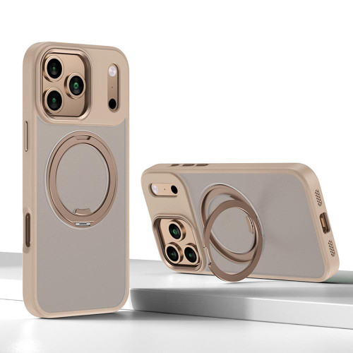 iPhone 17 Pro Max Kalebol Rotating Magnetic Holder MagSafe Phone Case - Desert Gold