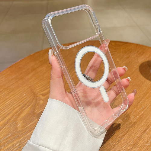 iPhone 17 Pro Max Large Hole Camera MagSafe Magnetic Clear Acrylic TPU Case - Transparent