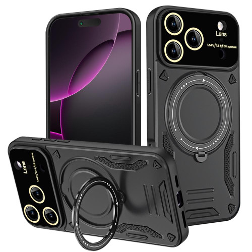 iPhone 17 Pro Max Large Window MagSafe Holder Phone Case - Black