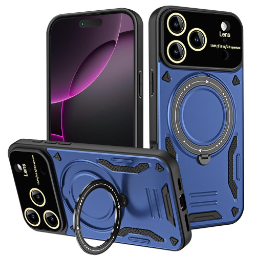 iPhone 17 Pro Max Large Window MagSafe Holder Phone Case - Blue