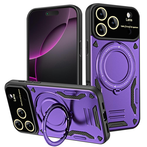 iPhone 17 Pro Max Large Window MagSafe Holder Phone Case - Purple