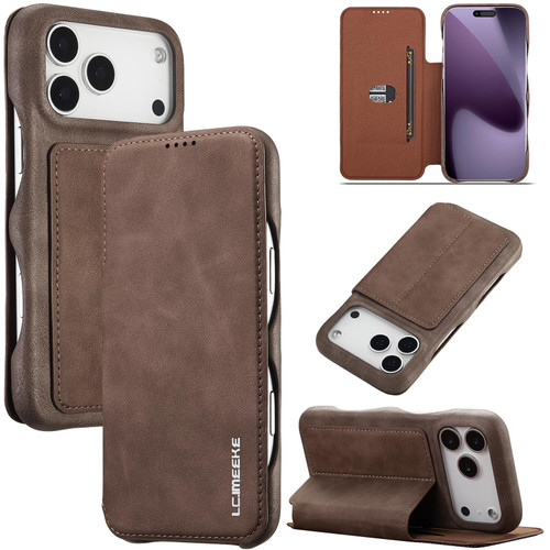 iPhone 17 Pro Max LC.IMEEKE Hon Ancient Series Flip Leather Phone Case - Coffee