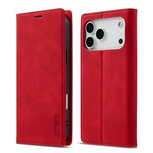 iPhone 17 Pro Max LC.IMEEKE Strong Magnetism Microfiber Leather Phone Case - Red