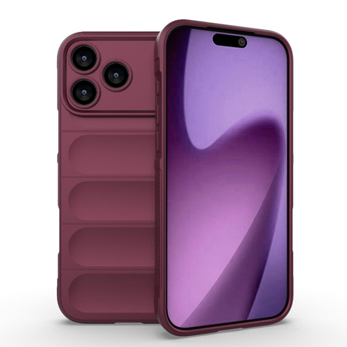 iPhone 17 Pro Max Magic Shield TPU + Flannel Phone Case - Wine Red iPhone 17 Pro Max Magic Shield TPU + Flannel Phone Case - Wine Red
