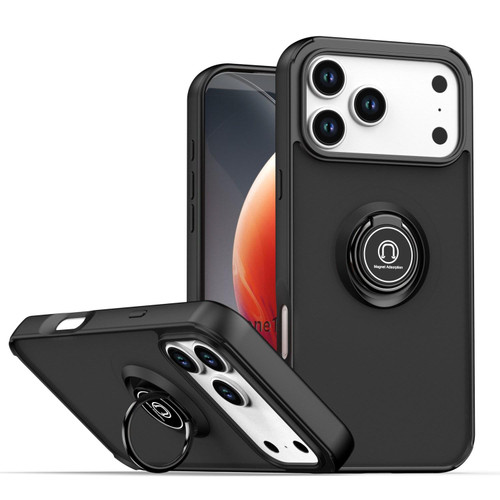 iPhone 17 Pro Max Q Shadow 1 Series TPU + PC Phone Case with Ring - Black+Black
