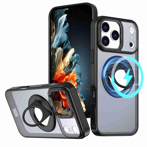 iPhone 17 Pro Max Rotating Ring Magnetic Holder Phone Case - Black