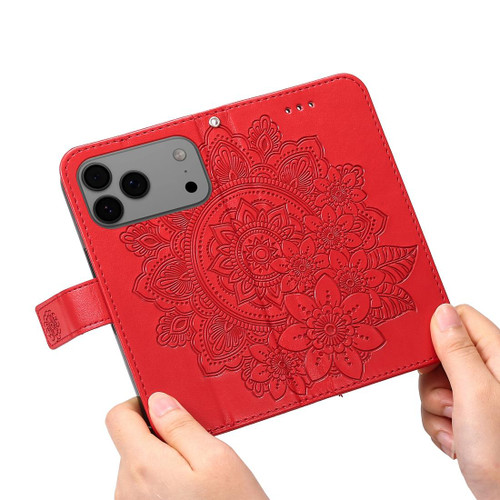 iPhone 17 Pro Max Seven-petal Flowers Embossing Leather Phone Case