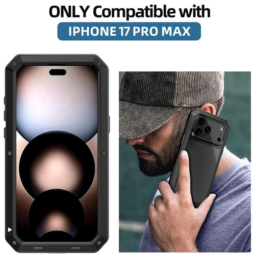 iPhone 17 Pro Max Shockproof IP54 Life Waterproof Phone Case - Black
