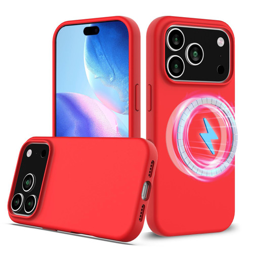iPhone 17 Pro Max Shockproof Silicone Magsafe Phone Case - Red