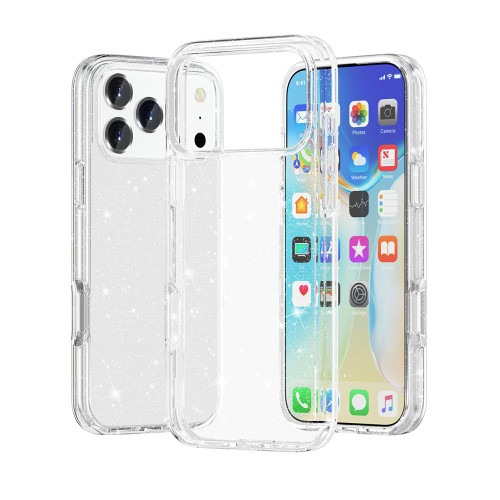 iPhone 17 Pro Max Shockproof Terminator Glitter Powder Phone Case - White
